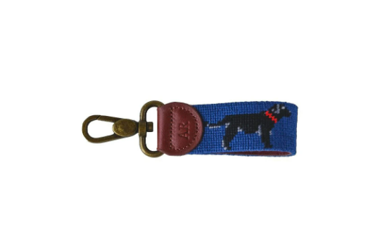 Black Lab on Royal Blue Needlepoint Key Fob – Asher Riley