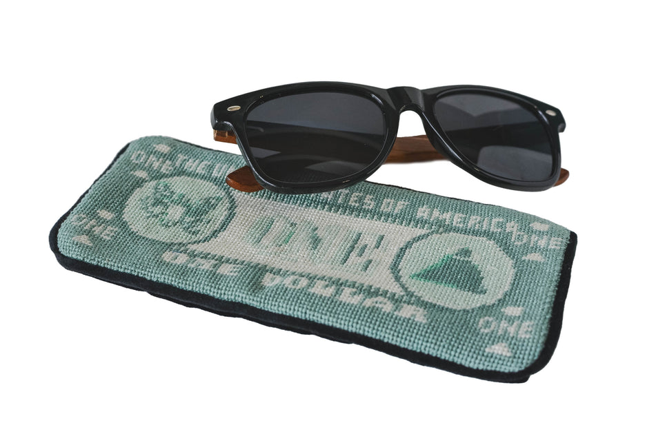 Dollar Bill Needlepoint Sunglasses Case Asher Riley