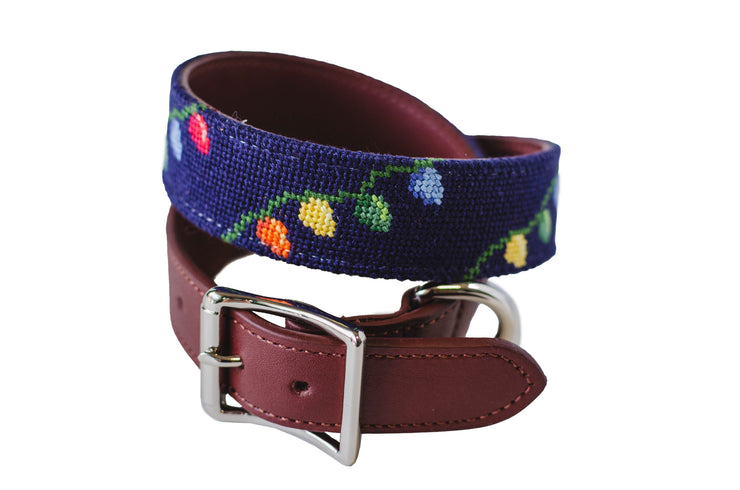 Christmas Lights Needlepoint Dog Collar