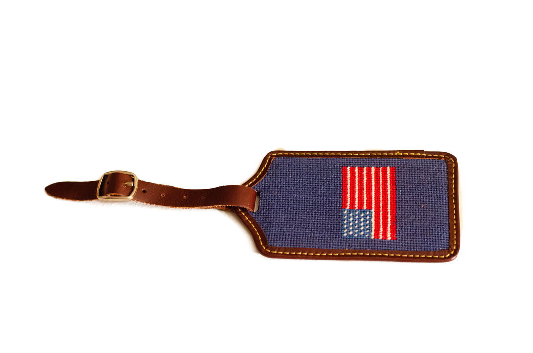 American Flag Needlepoint Luggage Tag Asher Riley