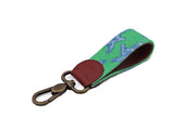 Green Starfish needlepoint key fob by Asher Riley