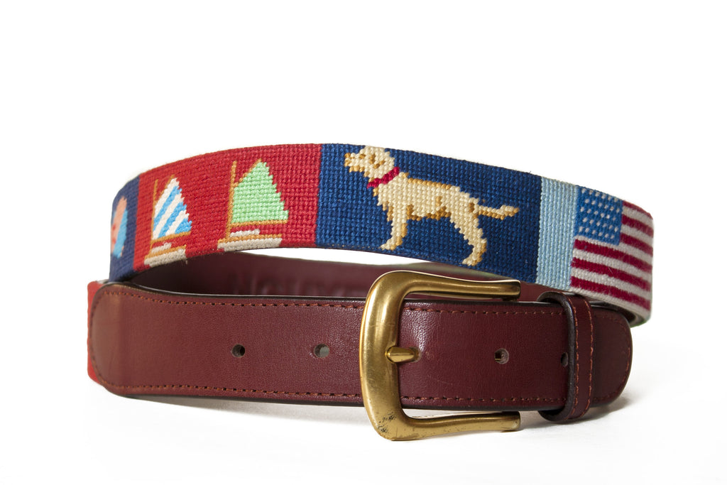 Smathers & Branson Boys' Yellow Lab Needlepoint Belt –