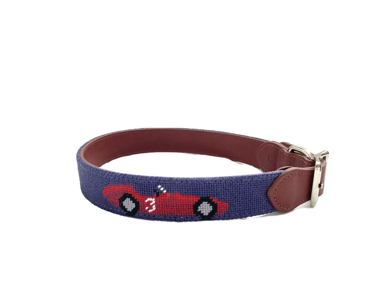 Race Car needlepoint dog collar